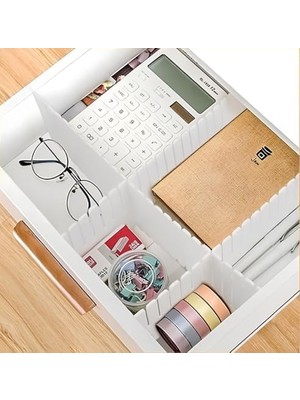 Aee® 4'lü Plastik Ayarlanabilir Çekmece Düzenleyici Organizer - Iç Içe Geçmeli Kesilebilir - 8CMX43CM - Mutfak Iç Çamaşırı Çorap Sütyen Dolap Takı Makyaj (4)