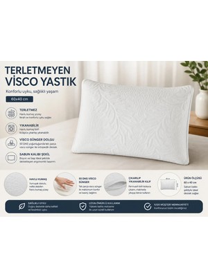 Visco Tombul Yastık - Beyaz - 40X60 cm Boyun Rahatlatıcı Yastık Giderici Visco