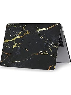 MacBook Pro 13 Inç Kılıf A1425 A1502 Uyumlu Sert Kapak Hard Case Koruyucu Retina 13 Laptop Kılıfı Siyah Mermer Desenli Ince Hafif Tam Koruma Siyah