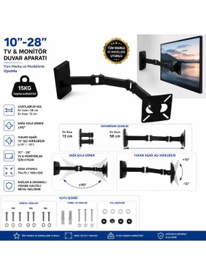 BT Bayır Teknoloji Tv Duvar Standı 10-27 Inç LCD LED Monitör Için  H-3027