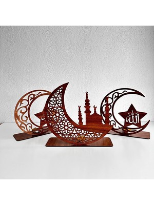 3'lü Dekor Tealight Mumluk Ceviz Ramazan Ayına Özel