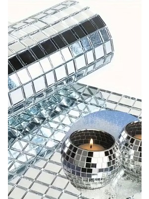 Kare Silver Cam Mozaik Fayans Çıkartmaları Kendinden Yapışkanlı Aynalı, PRA-13113458-7030