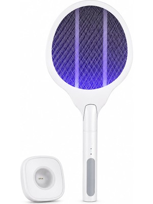 2'si 1 Arada Elektrikli Sinek Öldürücü Raket ve Gece Lambası | USB Type-C Şarjlı, Uv Işıklı, Şarj Standlı, Taşınabilir Sivrisinek Kovucu