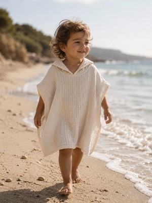 Heianmono 4 Kat Çoban Dikişli Müslin Bebek / Çocuk Pançosu - Taş Rengi