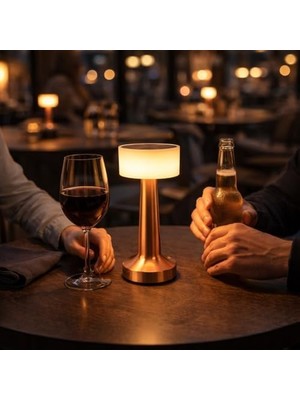Şarjlı Masa Lambası Inci Rose – Dokunmatik, 3 Renk Işık Modu, Dekoratif Abajur, LED Cafe Restoran Masa Lambası, USB ile Şarj Edilebilir