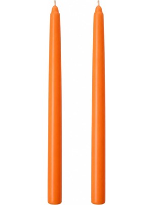 2’li Şamdan Turuncu Mum Seti 25 cm – Dekoratif Ince Şamdan Mum, Kokusuz Parafin WAX,%100 Pamuk Fitil, El Döküm, Uzun Süre Yanma (~10 Saat), Şık Sofra, Davet, Nişan, Düğün ve Ev Dekorasyonu Için Zarif
