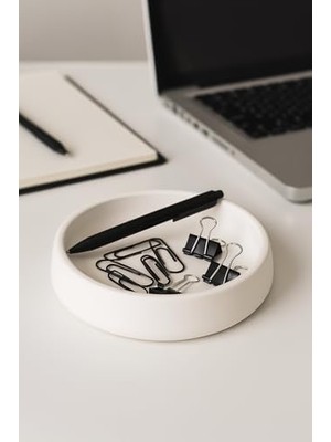 Lümin Modern Beyaz Dekoratif Kase – El Yapımı Minimalist Tasarım