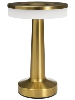 Oslo Gold Şarjlı Dokunmatik Masa Lambası – 3 Renk Modu (6500K/3200K/AMBER), Dimlenebilir, Type-C Kablo Dahil, 1500MAH Batarya, 20 cm Yükseklik