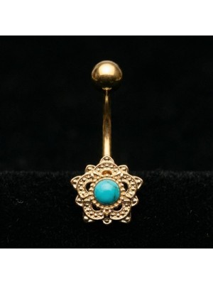 Rupen Kraft 316 L Cerrahi Çelik Firuze Taşlı Göbek Piercingi  Firuze Taşlı Piercing