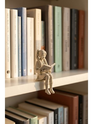 Perim3d Kitap Okuyan Elf Kız Figürü | Kitaplık Raf Dekoru | Dekoratif Mini Kitap Kurdu Biblosu