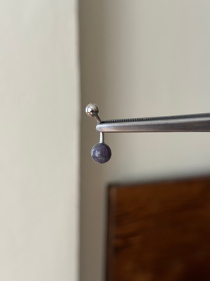 Rupen Kraft 316 L Cerrahi Çelik Ametist Taşlı Göbek Piercingi Doğal Taşlı Piercing