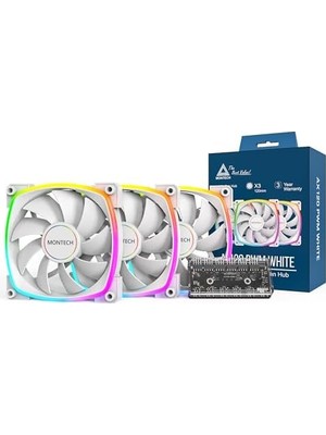 Ax 120MM - Pwm Fan - Sessiz Performans - Yüksek Hızlı 1600PWM - Hdb Rulmanlı Üst Düzey Dayanıklılık - Çarpıcı Dış Halka Argb Aydınlatma Tasarımı - 6x6 Fan Hub'lı 3'ü 1 Arada Paket