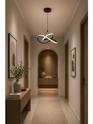Nehir Hediyelik Nehir Modern Tekli Siyah Sarkıt LED Beyaz Işık Power Ledli Salon Mutfak Oda Hol Ledli Avize