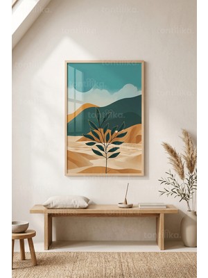 Tontilika Doğal Huzur Minimalist Manzaralı 1. Kalite Ahşap Çerçeveli Tablo