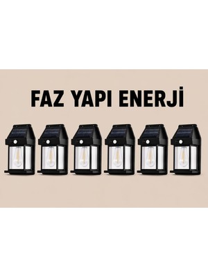 Cata Faz Proje Enerji Elektrik Güneş Enerjili Solar Aplik Duvar Lambası Hareket Sensörlü IP44 Dış Mekan Bahçe Aydınlatma 20W 6’lı Set