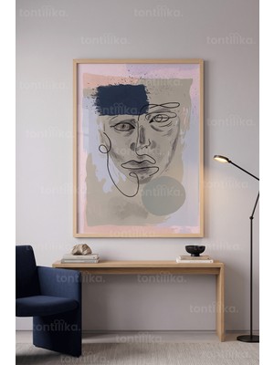 Tontilika Minimalist Soyut Portre 1. Kalite Ahşap Çerçeveli Tablo