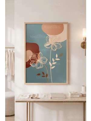Tontilika Çiçek Temalı Minimal 1. Kalite Ahşap Çerçeveli Tablo