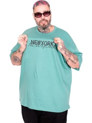 Cüsseli Büyük Beden Unisex Bisiklet Yaka Tshirt New York 26204 Çağla