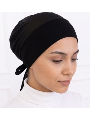Alivascarf Clima Fit Bone - Tüllü Terletmeyen Kadın Tesettür Bone Türban Eşarp Şal Bonesi Siyah