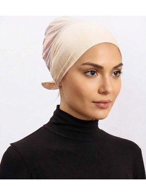 Alivascarf Clima Fit Bone - Tüllü Terletmeyen Kadın Tesettür Bone Türban Eşarp Şal Bonesi Bej