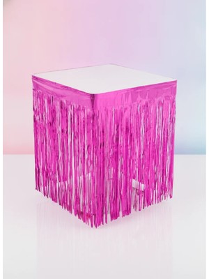 Umamiçe Pembe Renk Metalize Masa Eteği 90 x 350 cm
