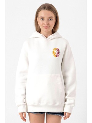 Tshirthane Sarı Kırmızı Aslan Beyaz Kadın 3ip Kapşonlu Sweatshirt
