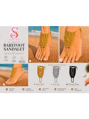 Yshine Royal Gold El Örgüsü Barefoot Sandalet Halhal Bohem Plaj Ayak Aksesuarı Ayarlanabilir Bağcıklı