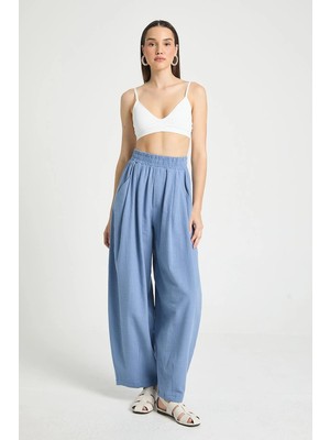Minaaise İndigo %100 Pamuk Oversize Tasarım Pantolon 29210