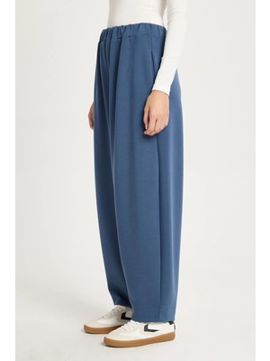 Minaaise Kadın Indigo Oversize Modal Kumaş Yumuşacık Pantalon 30004