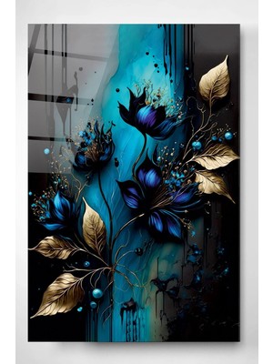 Meschain Meschaın Abstract Flowers Cam Tablo, Dekoratif Cam Tablo