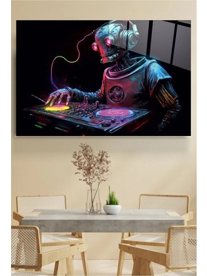 Meschain Meschaın Dj Robot Cam Tablo, Dekoratif Cam Tablo