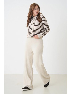 Minaaise Kadın Taş Peluş Kumaş Triko Pantalon 5245