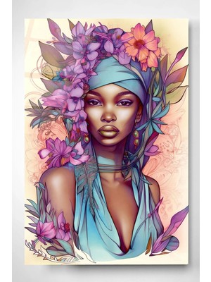 Missy Mind Dekoratif Afrikalı Kadın Dekoratif Cam Tablo