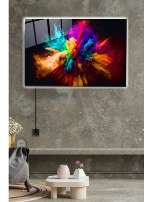 Indispensablely LED Aydınlatmalı Renkli Toz Bulutu Cam Tablo, Dekoratif Cam Tablo