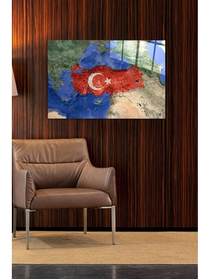 Meschain Meschaın Türk Bayrağı Cam Tablo, Dekoratif Cam Tablo