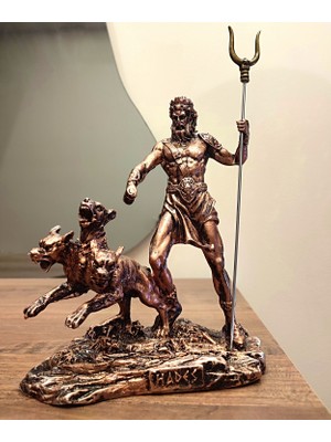 Antioch Art and Design Hades Biblo Yeraltı Dünyasının Tanrısı Cerberus Figürlü Dekoratif Heykel Ev ve Ofis Dekoru Hediyelik