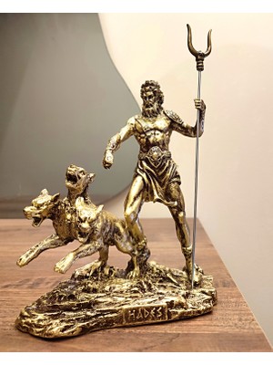Antioch Art and Design Hades Biblo Yeraltı Dünyasının Tanrısı Cerberus Figürlü Dekoratif Heykel Ev ve Ofis Dekoru Hediyelik