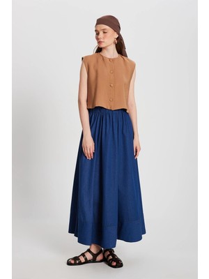 Minaaise Kadın Camel Hannah Düğmeli Yelek 29090