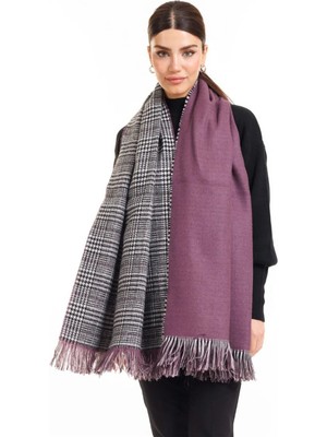Meschain Meschaın Çift Taraflı Ekoseli Yünlü Omuz Şalı - 70X190CM - Kışlık Şal