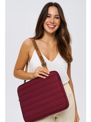 Meschain Meschaın Su Geçirmez Kumaş Laptop Kılıfı 15.6" ve 16" Inç Bordo