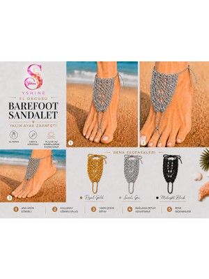 Yshine Royal Silver El Örgüsü Barefoot Sandalet Halhal Bohem Plaj Ayak Aksesuarı Ayarlanabilir Bağcıklı