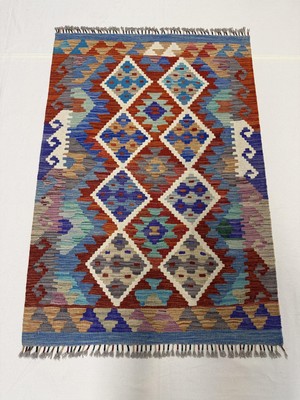 Afgan Halı El Dokuma Afgan Kilim Çift Taraf Kullanım Kök Boya 96 x 141 cm