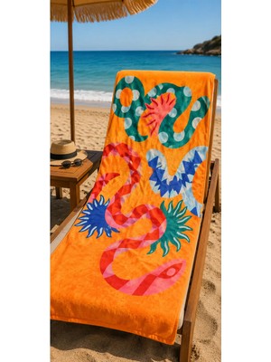 Beydeflex Plaj Havlusu Ss-26 Koleksiyonu Premium Özel Tasarım Hızlı Kuruyan Mikrofiber Havlu 75X150 cm
