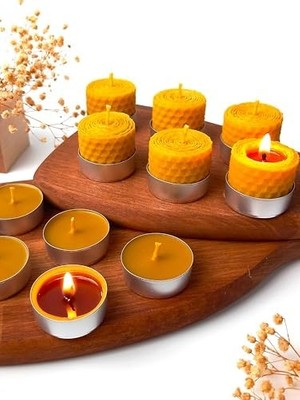 12 Adet (6'sı Sarma) Bal Mumu Mum Tealight Doğal Petek Balmumu Mum Beeswax Candle