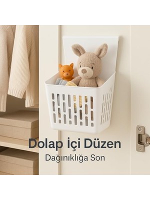 Asmalı Dolap Düzenleyici – Askılı Çok Amaçlı Plastik Organizer Sepet | Mutfak, Banyo, Dolap ve Ofis Için Pratik Düzenleyici Kutusu (255X110X325 Mm, Beyaz)