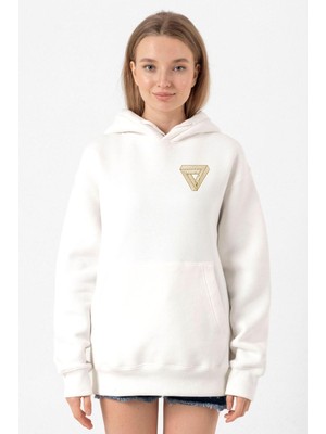 Tshirthane Dark Tannhaus Logo Beyaz Kadın 3ip Kapşonlu Sweatshirt