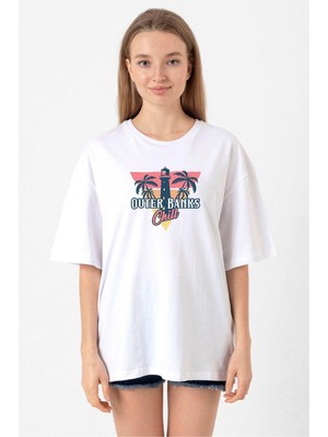 Outer Banks Chill Beyaz Kadın Oversize Tshirt