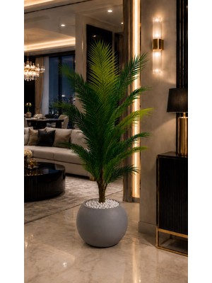 Altun Çiçekcilik Yapay Ağaç AREKA 170 Cm Lux Saksı Dahıldır - Olcu: 150, Renk: Krem