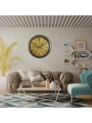 Kuhi Vintage Atlas Majestic 40 cm Metal Duvar Saati