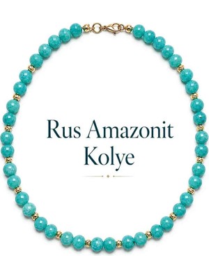 Cunda Doğal Taş Design Amazonit Doğal Taş Kolye ( Rus Amazonit ) Premium